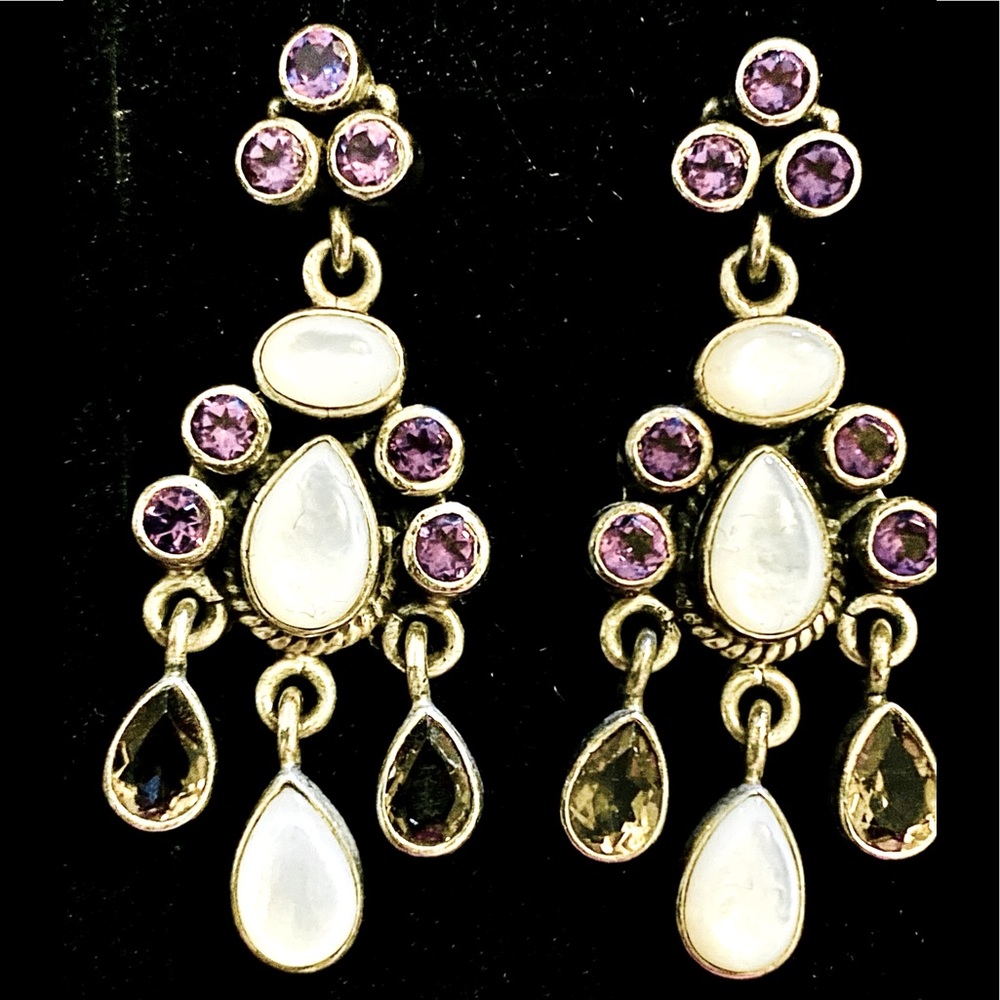 Nicky Butler Moonstone Amethyst Topaz 925 Earrings